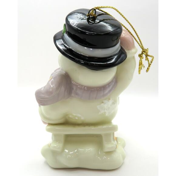 Porcelain Snowman Sledding Ornament Christmas Holiday Figurine 4.5" Tall - Picture 4 of 10